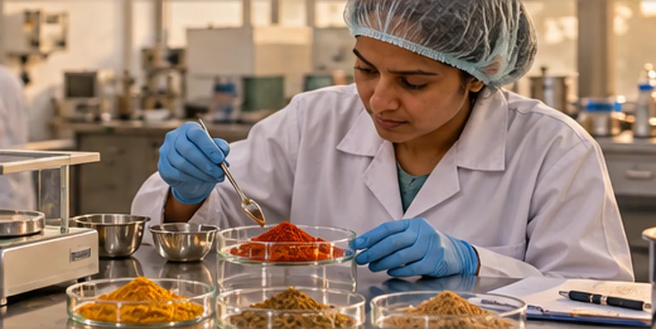 Spice samples being tested in the quality lab