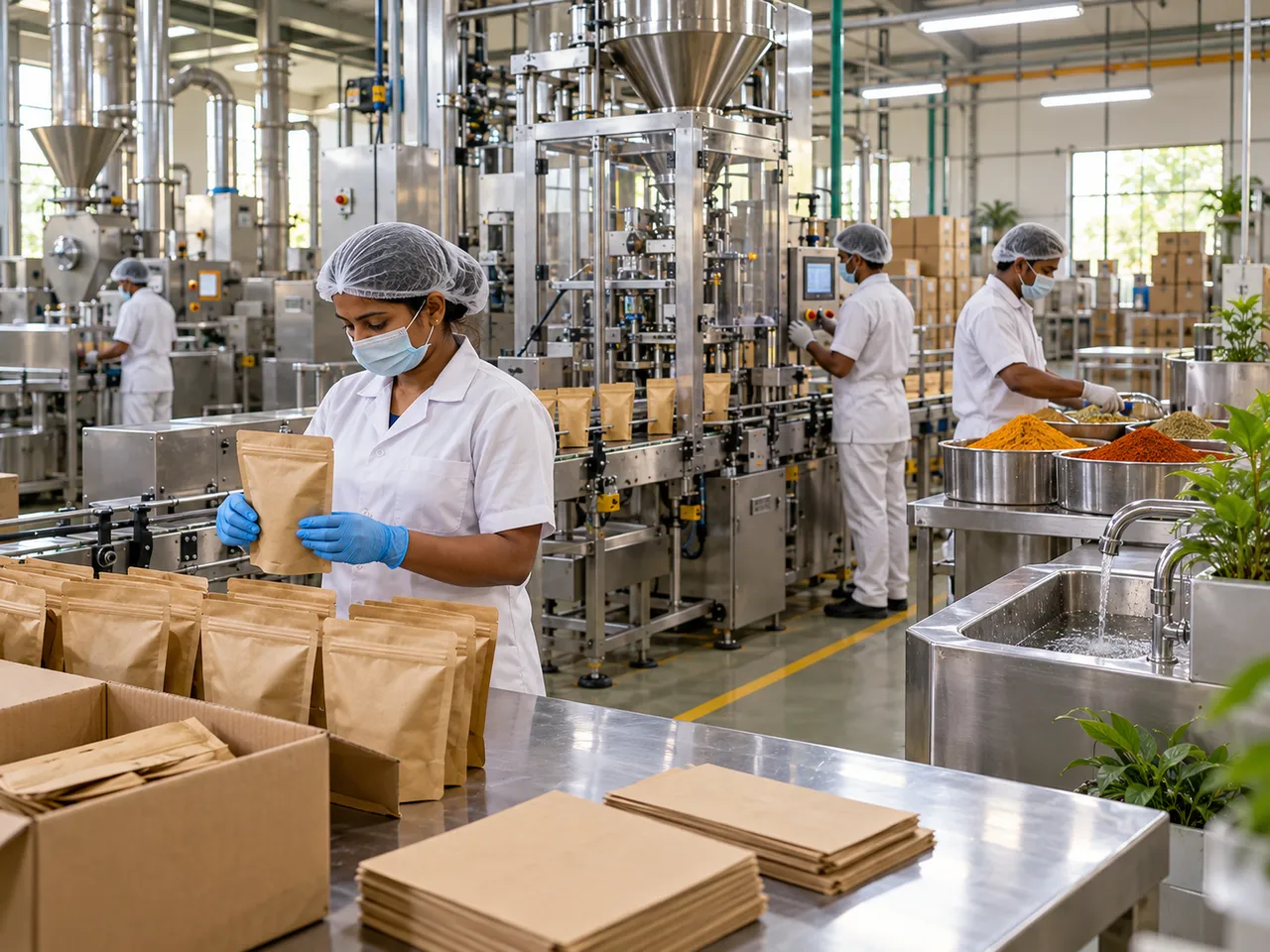 Kraft packaging on the packing line